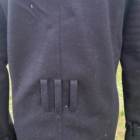 Barbour Black Wool Motorcycle Coat with Zipper Accents - Picture 9 of 14